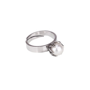 Bague coupe tulipe - perle blanche - moyenne 