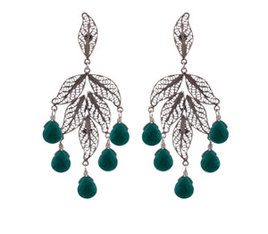 Mother Nature Leaf Earrings - Dark Green Jade ✿