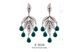 Mother Nature Leaf Earrings - Dark Green Jade ✿